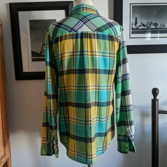 {J.Crew} Boy Shirt in Green Plaid Size 4 - Picture 7 of 8